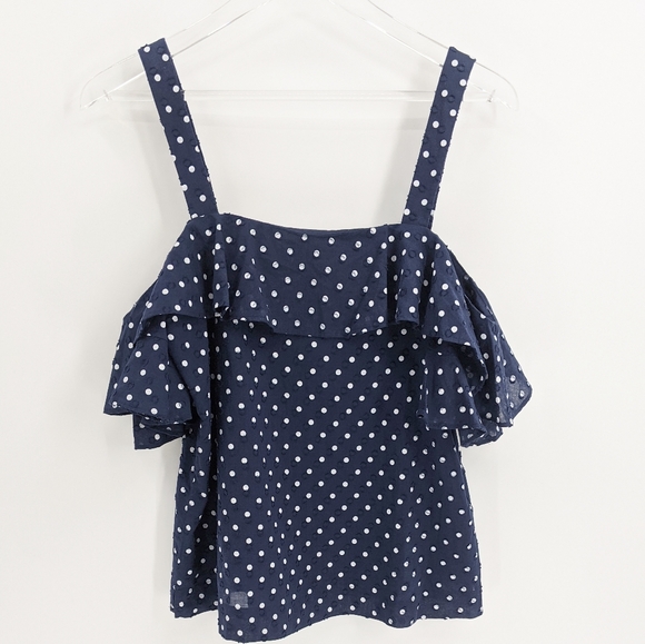 J. Crew Swiss Dot Off The Shoulder Ruffle Top NEW - Picture 2 of 10